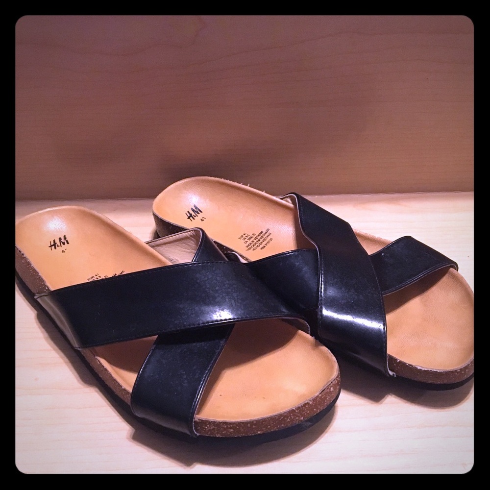 H&M Birk style cork strappy sandals sz41